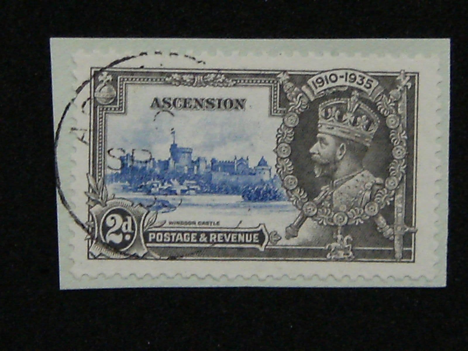 ASCENSION SG 32 VFU on piece, 1935 Silver Jubilee 2d. Cat. £38