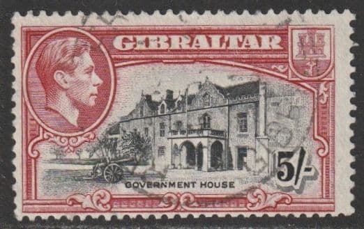 GIBRALTAR SG129b 1944 5/- p13 c.£18