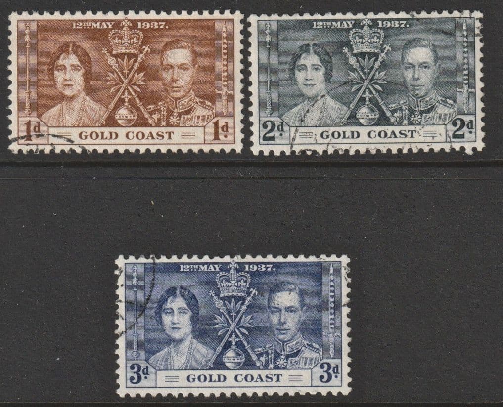 GOLD COAST SG117-9 1937 Coronation c. £12