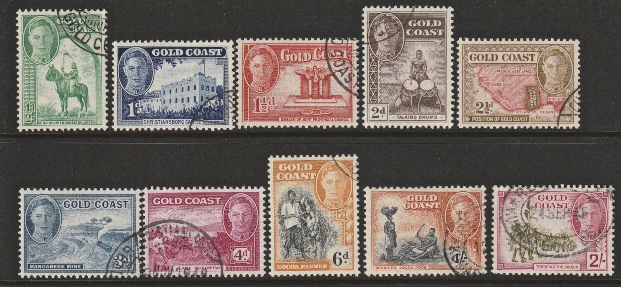 GOLD COAST SG135-44 1948 set to 2/- c. £21.95