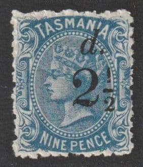 TASMANIA SG168b mint 1891 2.5d on 9d c. £13