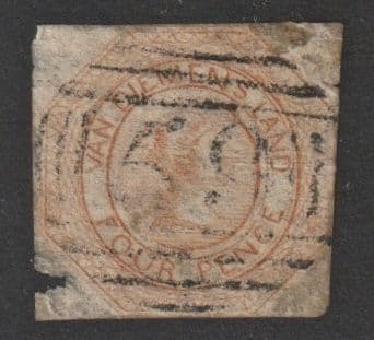 TASMANIA SG7/12 1853 4d  spacefiller (c. £375 min.)